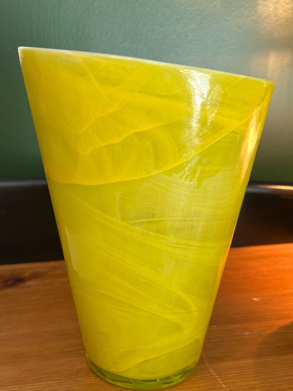 Yellow Swirl Glass Vase - Home Accent
